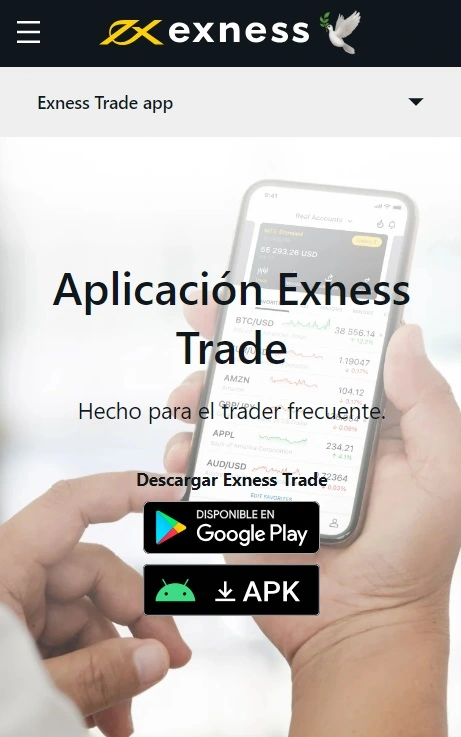Aplicación Exness Trading.