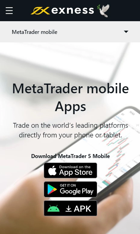 Exness Metatrader for Android and iOS