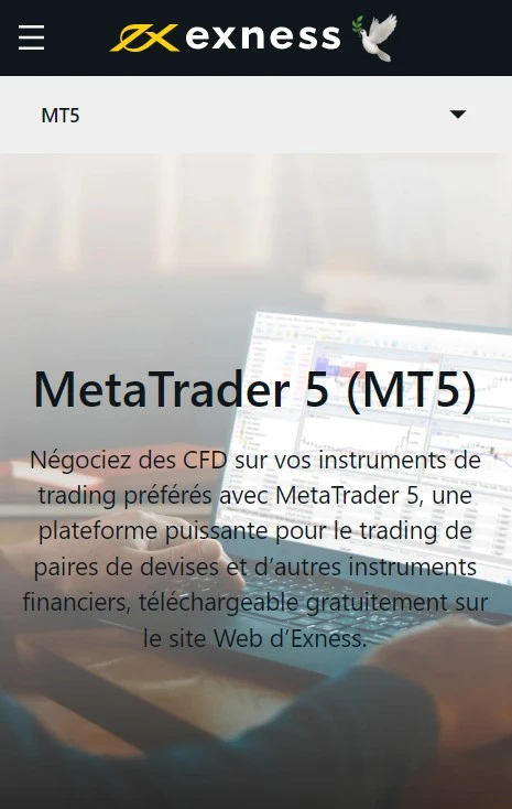 Exness MetaTrader 5 pour Windows et MacOS
