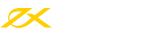 Logo Exness berwarna putih.