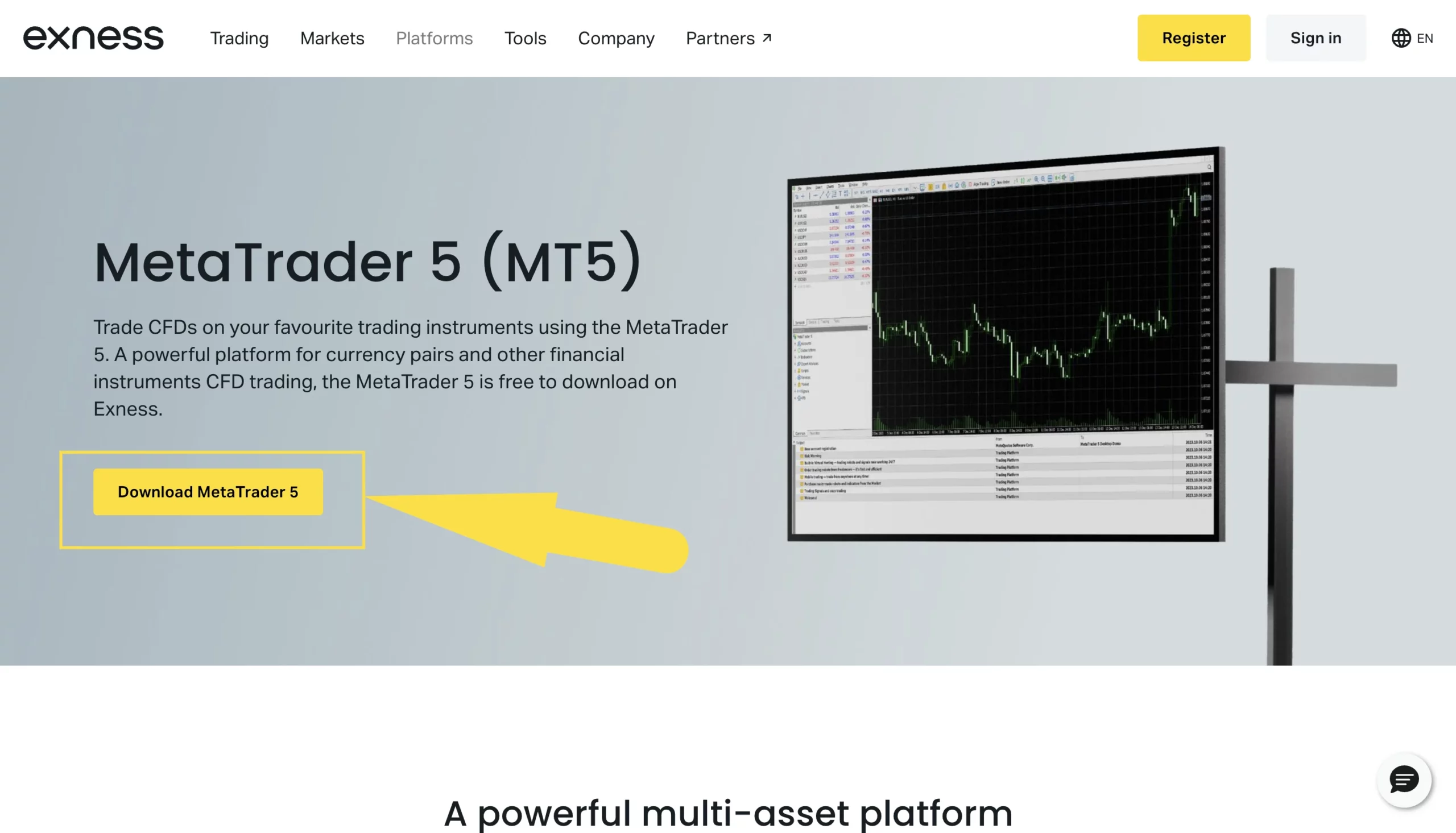 تنزيل Exness Metatrader 5 للكمبيوتر الشخصي